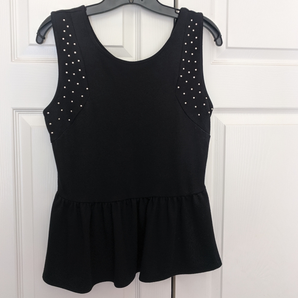 Black Peplum Top with Shoulder Detail